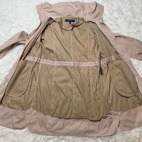 Cole Haan Pink Coat Trench Jacket Rain Womens Size M Pockets Cinch Waist - Picture 3 of 16